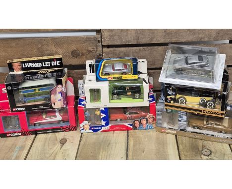 A collection of four corgi models; The Dukes of Hazzard Dodge Charger with hand painted figures, Starsky &amp; hutch Ford Gra