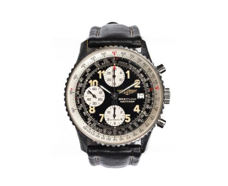 GENTLEMAN'S BREITLING OLD NAVITIMER II CHRONOMETER WRIST WATCH model A13022, the round dial in black with subsidiary dials in