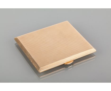 NINE CARAT GOLD CIGARETTE CASE
with engine turned decoration, 120.4g