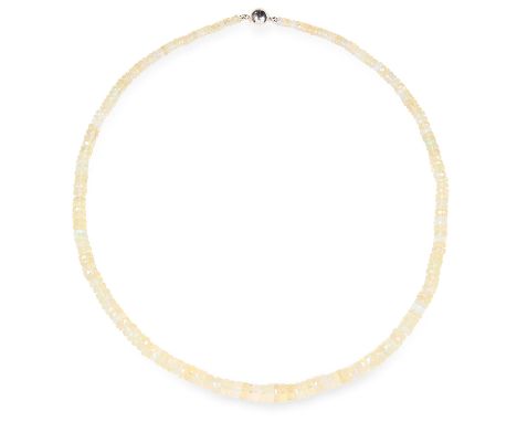 OPAL BEAD NECKLACE comprising of a single strand of faceted opal beads, 43cm,16.1g.