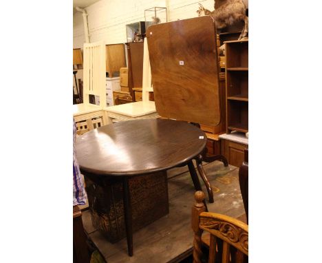 Victorian mahogany snap top occasional table, circular Ercol coffee table, onyx and gilt coffee table and box stool (4)