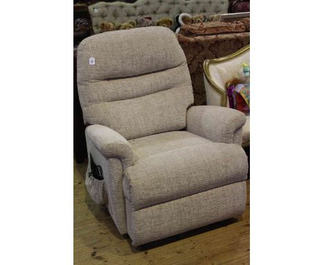 Sherborne rise and fall electric reclining chair in light fabric