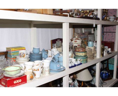 Royal Doulton 'The Coppice', Fryer & Sons and Denby dinnerware, crested china, books, Coronation cushion, cutlery, oak barome