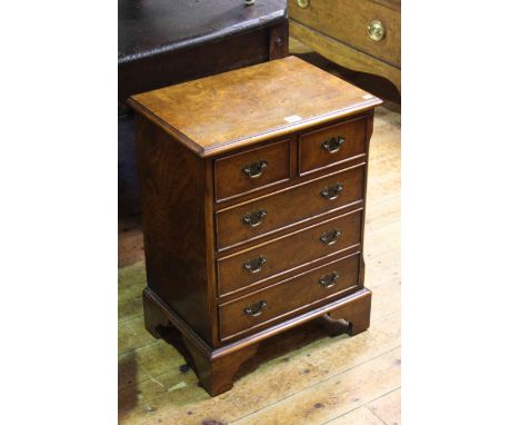 Small Georgian style burr elm chest of two short above three long drawers on bracket feet, 46cm by 62cm
