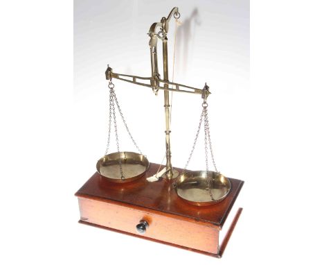19th Century mahogany and brass scales by W & T Avery, stamped marks