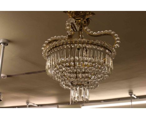 Gilt metal and lustre drop centre ceiling light