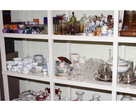 Susie Cooper 'Glen Mist' and other dinner and teawares, various glasses, silver plated ware, etc