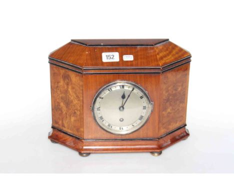 1920's walnut mantel clock with silvered dial