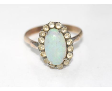 8ct yellow gold and crystal opal ring weight: approx 2.66, size: O-P/7