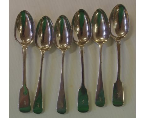 Six sterling silver teaspoons monogrammed E, hallmarked London 1864 and 1887, 113grams approx