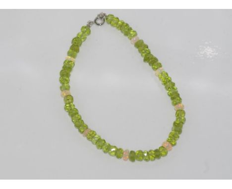 Peridot and opal bracelet with gold clasp