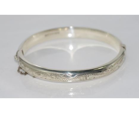 Hallmarked sterling silver bangle marked Birmingham 1970