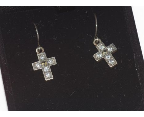 Sterling silver & marcasite cross earrings