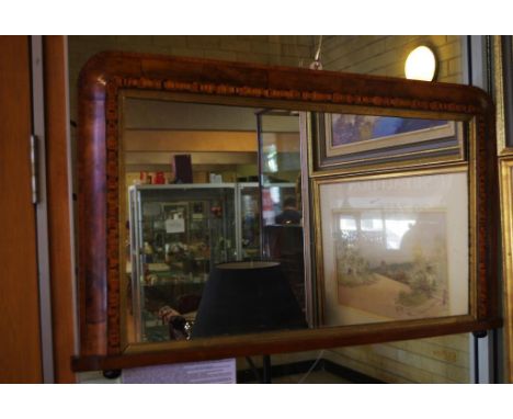 Vintage wall / shelf mirror with good inlaid frame, 90cm x 53cm