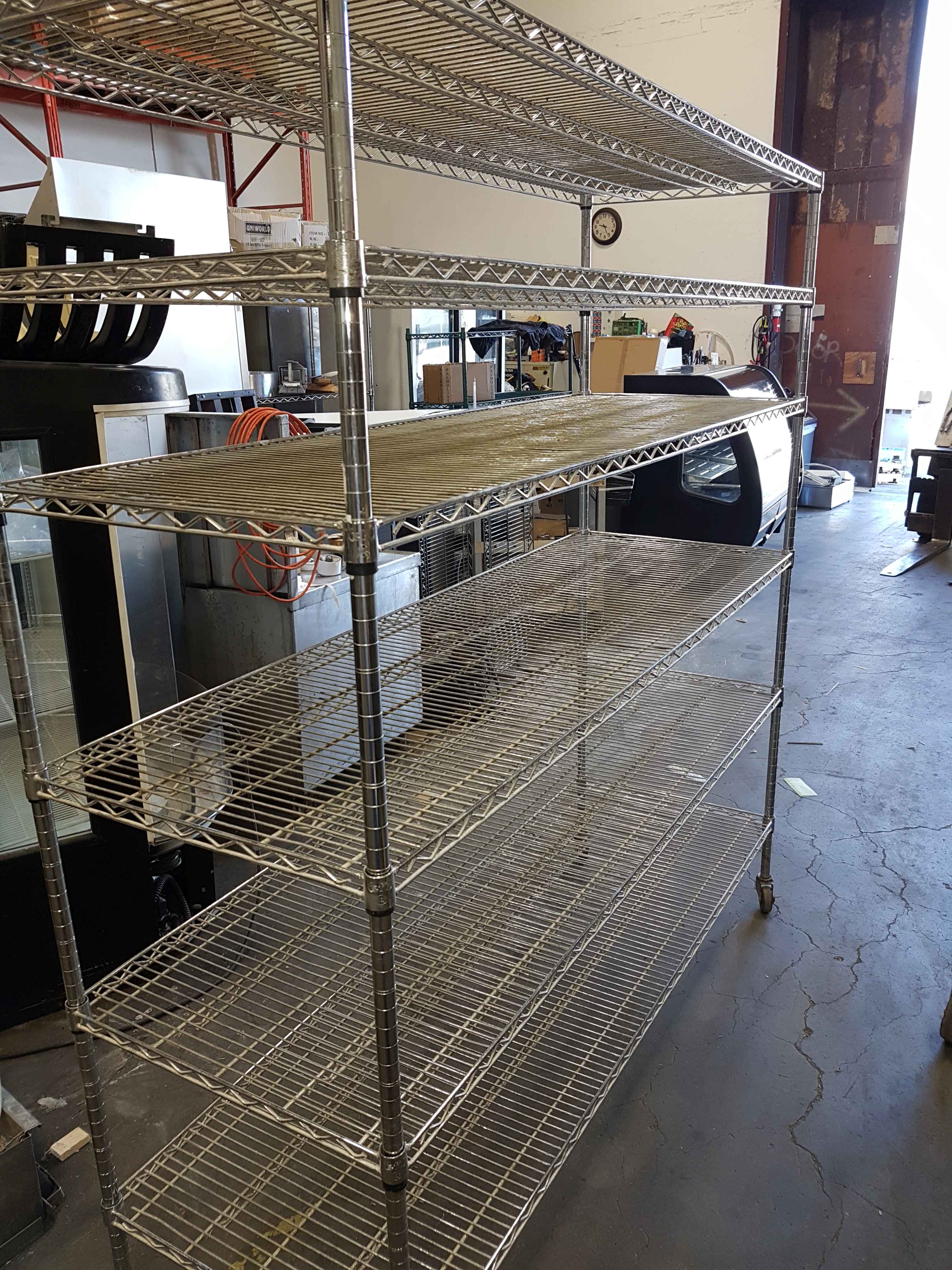 24 X 72 Chrome Metro Rack With 6 Shelves On Casters Notes Used   Original 