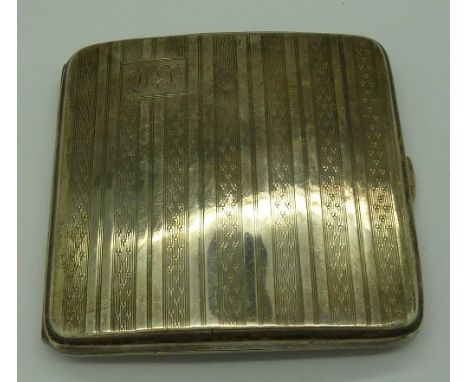 A silver cigarette case, weight 116g, with initials