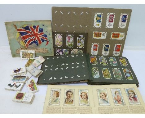 Five albums of cigarette cards including Kensita Silks, Players and Senior Service, loose cigarette and tea cards
