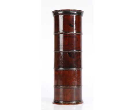 A George III English sycamore five tier spice rack, circa 1805The cylinder rack with screw threaded compartments, 23cm high 