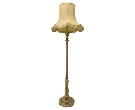 Cream painted standard lamp with shadeDimensions: Height:&nbsp;187cm&nbsp; Length/Width:&nbsp;62cm&nbsp; Depth/Diameter:&nbsp