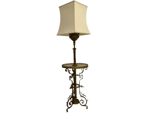 Mid 20th century gilt metal and onyx standard lampDimensions: Height:&nbsp;With shade 170cm&nbsp;