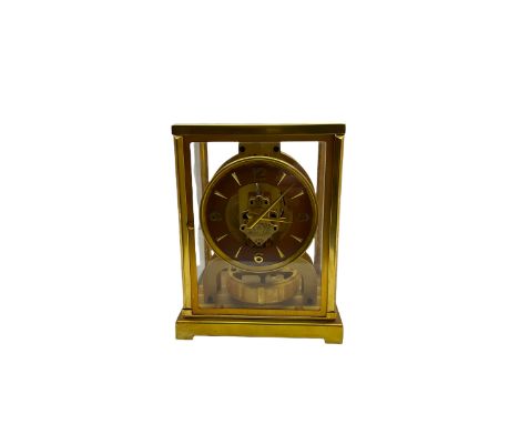 A 1950's gilt brass cased Jager- LeCoultre Atmos Clock, 15 jewelled Swiss movement inscribed LeCoultre Atmos with the serial 