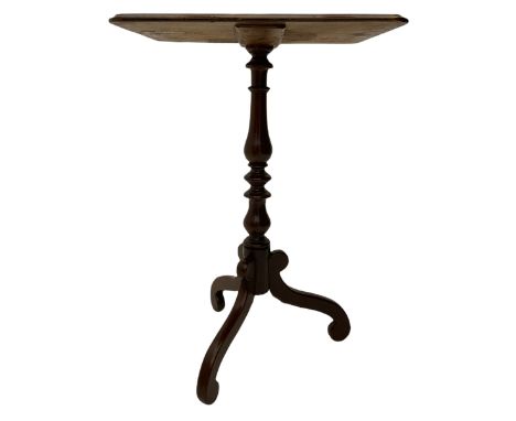 19th century tripod table, rectangular top, turned columnDimensions: Height:&nbsp;72cm&nbsp; Length/Width:&nbsp;50cm&nbsp; De