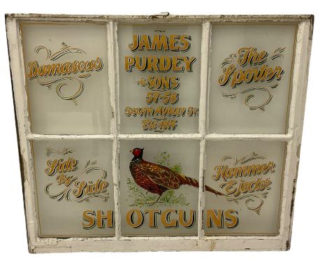 19th century six panel window sash with later Purdy Shotguns advertising detail Dimensions: Height:&nbsp;95cm&nbsp; Length/Wi