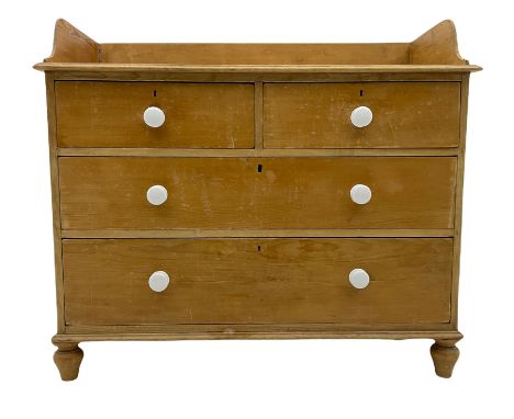 Victorian pine washstand chest, raised back, two short and two long drawers, ceramic handlesDimensions: Height:&nbsp;101cm&nb