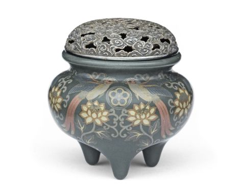 HATTORI TADASABURO (DIED 1939)A Cloisonné-Enamel Koro (Incense Burner) and Cover Taisho (1912-1926) or Showa (1926-1989) era,