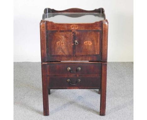 A George III mahogany and inlaid commode, on square legs49w x 46d x 78h cm