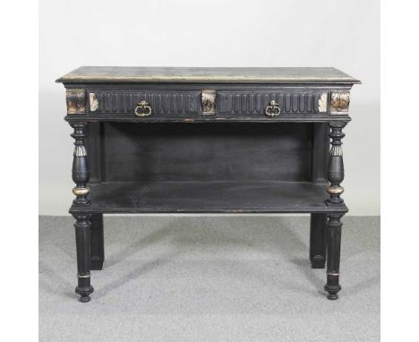 A 19th century French buffet, with a hinged marble inset top104w x 45d x 92h cm