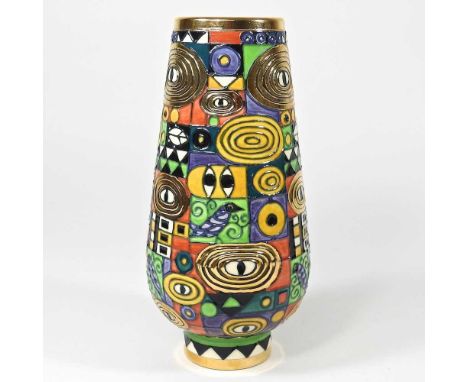 A Dennis Chinaworks pottery vase, of bud shape, decorated in the Klimt pattern by Sally Tuffin, impressed marks, dated 2019 a