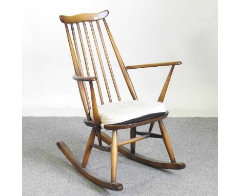 A 1970's Ercol spindle back rocking chair