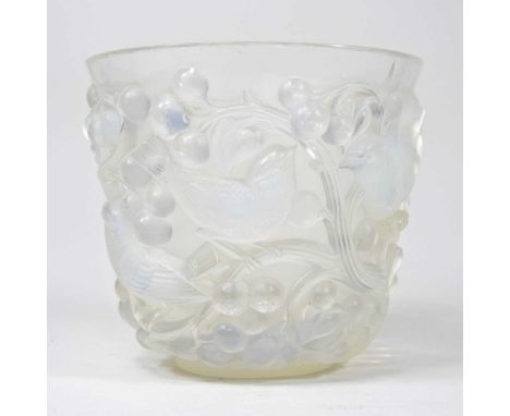 A Lalique Avalon pattern opalescent glass vase, designed circa 1927, 14cm highHas a 15mm wide flat chip to the outside of the