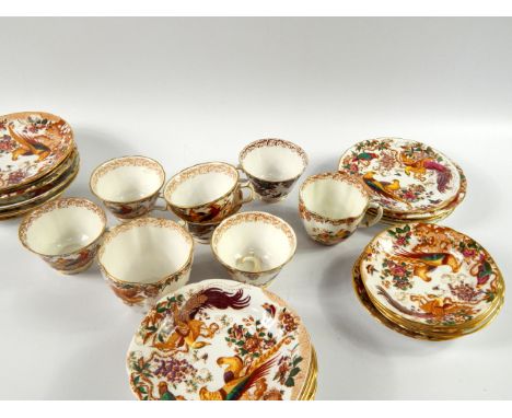 A group of Royal Crown Derby, decorated in the Olde Avesbury pattern, comprising eight tea cups, nineteen saucers and five te