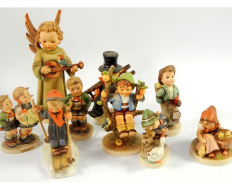 Hummel figures, including Chick Girl, The Skier, and To Market.