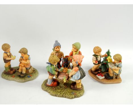 Berta Hummel figures, including Nature's Prayer, Special Delivery, Time to Play, Sledding Time and Decorating the Tree, (5).
