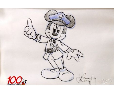 Four Walt Disney World charcoal sketches, 100 Years of Magic, comprising two of Mickey Mouse, Goofy and Eeyore, Disney inprin