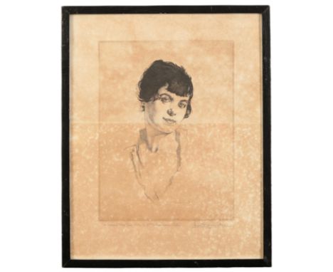 HOWARD SOMERVILLE (1873-1952) A portrait of a lady signed lower right and inscribed with a "Happy New Years" dedication from 