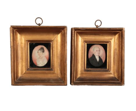 ENGLISH SCHOOL, EARLY 19TH CENTURY A pair of portrait miniatures depicting John Lambert Sheffield and Mary Ann Lambert Sheffi