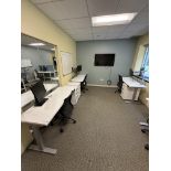 (Lot) (4) Ergonomic Electric Height Adjustable Desks, (7) Asst. Monitors w/ Mounts (4) Matching