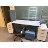 (Lot) ZJL Ergonomic Electric Height Adjustable Desk 58" x 23" w/ Privacy Dividers, Portable Uphol