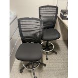 (4) Matching Adjustable Height Upholstered Seat Mesh Back Swivel Stools (Room 147)