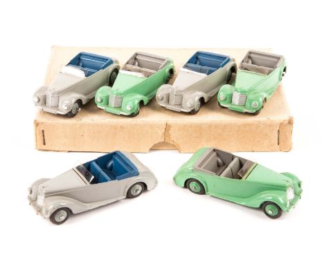 A Dinky Toys Trade Box of 6 Armstrong Siddeley Coupe (38E). Containing 6 examples, 3 in light green with light grey interior 