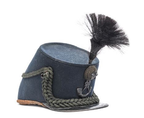 An OR’s rifle green shako of The Cameronians (Scottish Rifles), plaited cord to front, plain double cord loop to back, corded