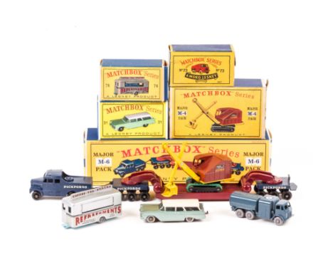 5 Matchbox Series. 2 Major Packs – M-4 Ruston Bucyrus in brown, and yellow with green rubber tracks and an M-6 18-Wheel Tract