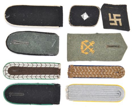 7 single Third Reich period epaulettes, including SA Engineer Sturmmann, Luftwaffe Flieger (?), Army black felt with green pi