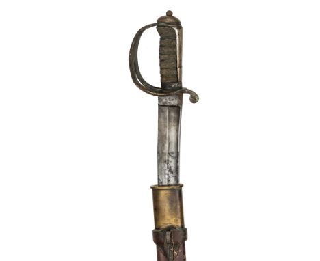 A mountain artillery sword,  broad, curved fullered blade 30”, with various stamps at forte including date 5 ‘15, steel hilt 