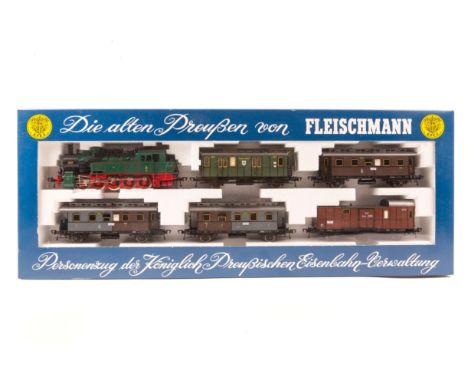 An HO gauge Fleischmann train set (4881). A train in the Royal Prussian Livery, comprising 0-10-0T locomotive, 8177, 3x passe