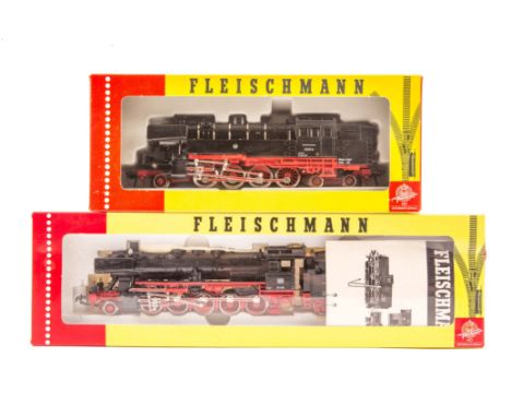 2 Fleischmann HO steam locomotives. A DB class 50 2-10-0 tender locomotive 50-058 plus a DB class 65 2-8-4 tank locomotive 65